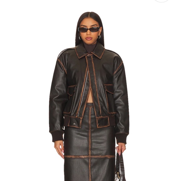 Brown Leather Jacket worn once - Picture 3 of 6